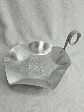 Vintage Mid Century Nasco Italian Aluminum Candy Dish Rose Design, See Described